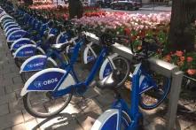 A bikeshare rack in Oslo